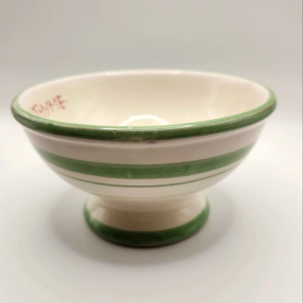 Williams Sonoma Herbs Flora Thyme Pedastal‎ Bowl, Italian Earthenware, Italy